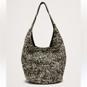 Banana Republic Black and Cream Raffia Hobo Bag NWT